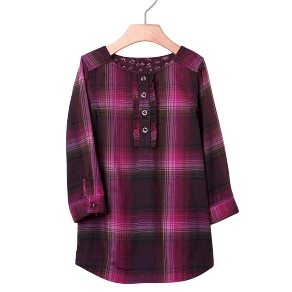 GAP Girls Size 8 Plaid Double-weave Shirtdress, with Front Button Placket